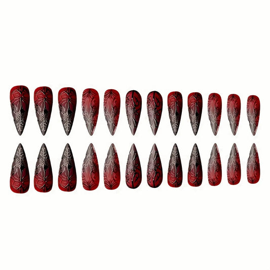 The Raven — Red to Black Gradient Press-On Nails