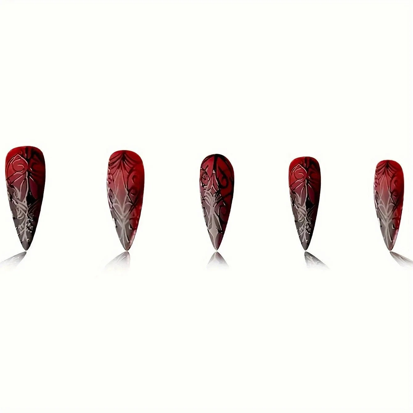The Raven — Red to Black Gradient Press-On Nails