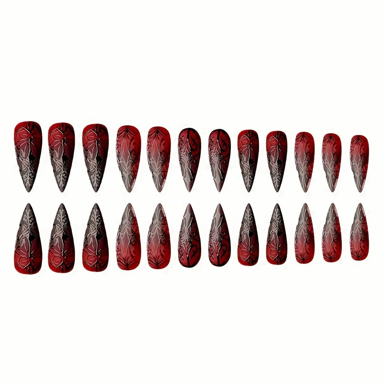 The Raven — Red to Black Gradient Press-On Nails