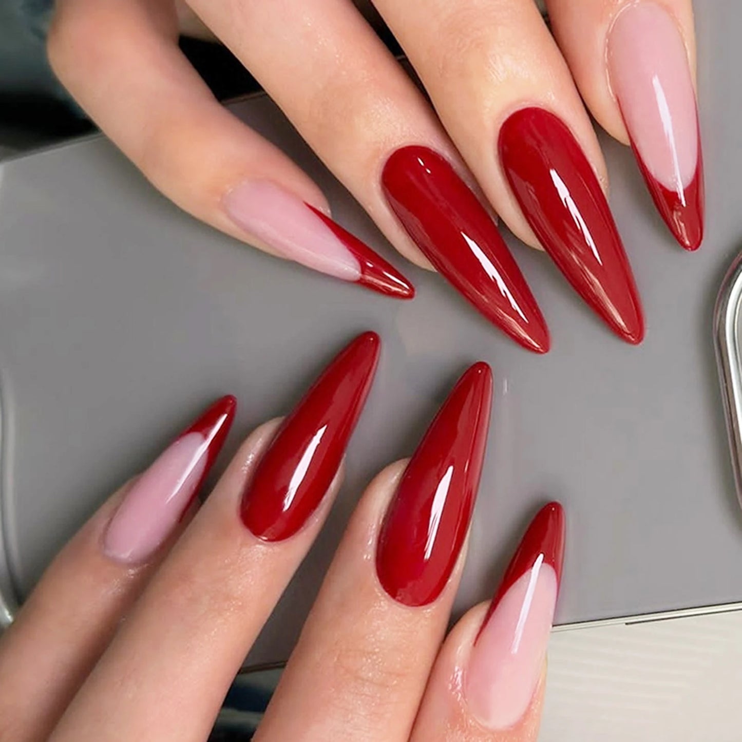 The Coven — Dark Red Gothic Stiletto Press-On Nails
