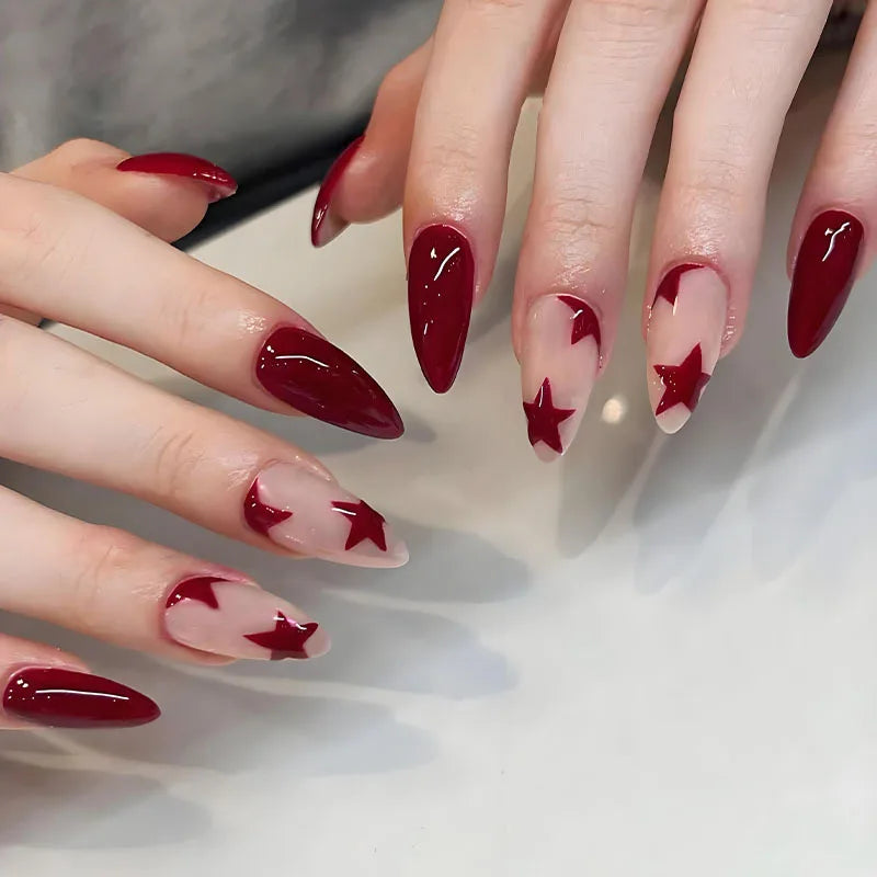 The Coven — Dark Red Gothic Stiletto Press-On Nails