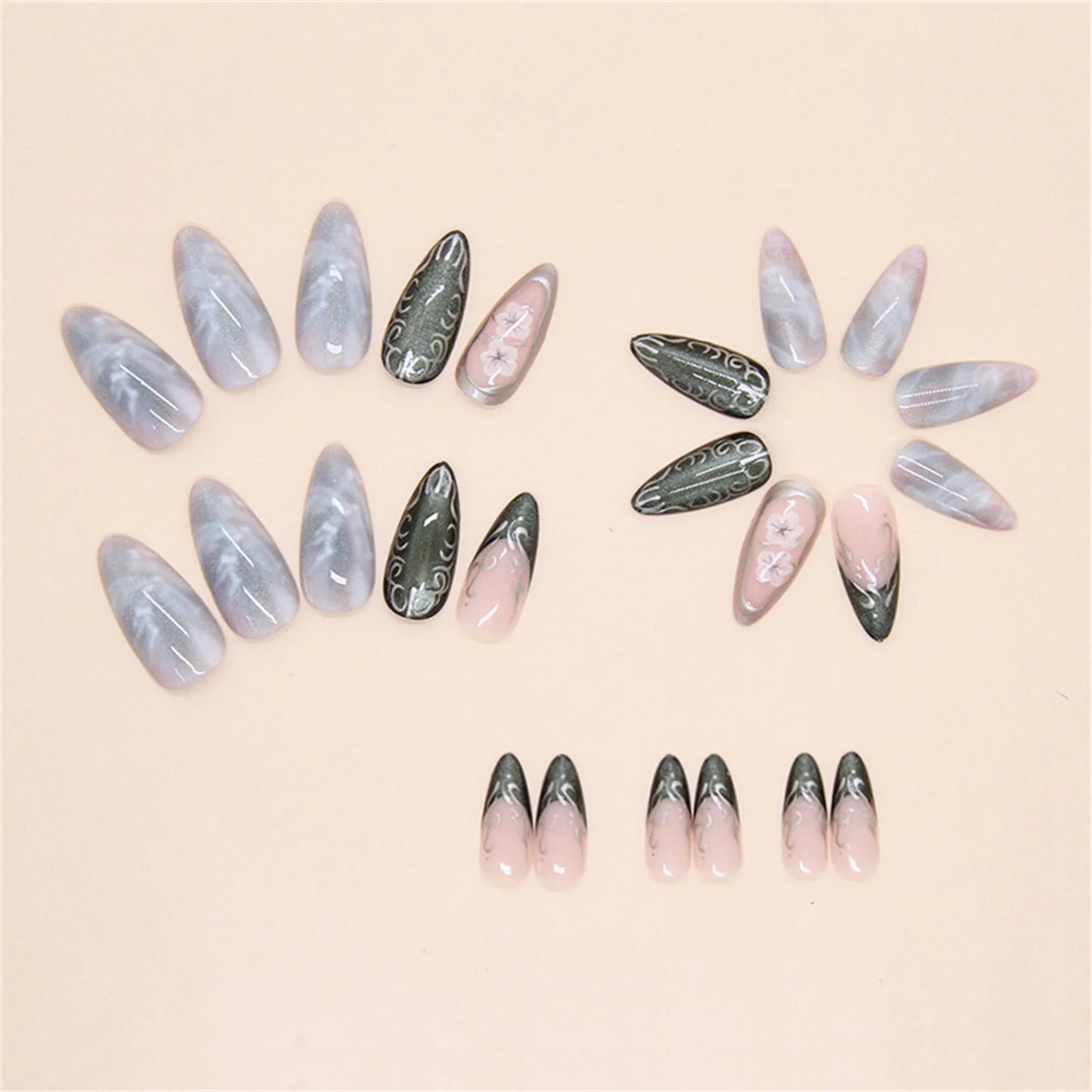 The Manuscript — Olive Green Almond Press-On Nails