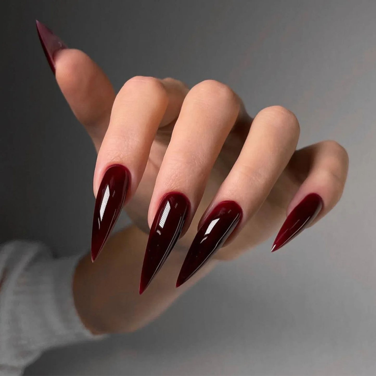 The Coven — Dark Red Gothic Stiletto Press-On Nails